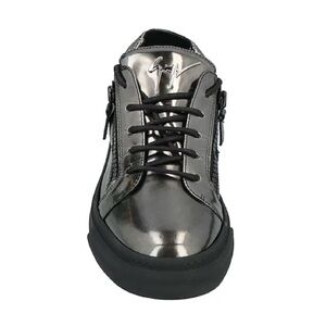 Zanotti Double-Zip Metallic Leather Platform Sneakers in Anthracite